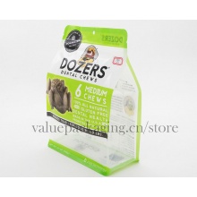 flat bottom zipperlock doypack with clear window for pet snacks