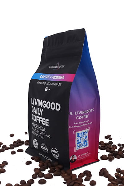 12oz Livingood flat bottom rip zipper coffee bag