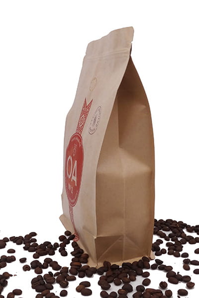 1kg eco-friendly kraft paper foil laminate box bottom coffee bag