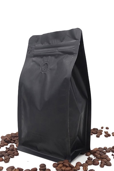 16oz full matte black foil box bottom coffee pouch