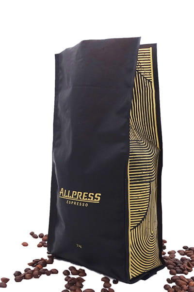 1kg AllPress mono material full recyclable gusseted coffee bag